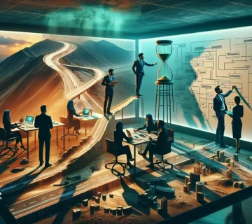 تصویر مفهومی خلاقیت در محدودیت در بحران؛ مدیران ایرانی در حال ایده‌پردازی و تبدیل موانع به نوآوری در اتاق جلسه