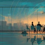 تصویر مفهومی فرهنگ سازمانی نامرئی در دفتر ایرانی؛ نشان‌دهنده تأثیر رفتارهای کوچک بر نتایج بزرگ و عملکرد تیم‌ها