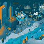 تصویر مفهومی از کارآفرینی در ایران ۱۴۰۵ و تأثیر سیاست‌های اقتصادی بر رشد استارتاپ‌ها با نمودارها، نماد سرمایه و نمای تهران