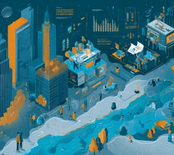 تصویر مفهومی از کارآفرینی در ایران ۱۴۰۵ و تأثیر سیاست‌های اقتصادی بر رشد استارتاپ‌ها با نمودارها، نماد سرمایه و نمای تهران