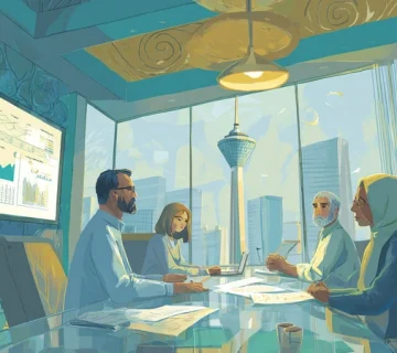 تصویر شاخص سرمایه‌گذاری خطرپذیر در ایران؛ مذاکره کارآفرینان و سرمایه‌گذاران روی ترم‌شیـت با نمای تهران، بیانگر فرصت‌ها و ریسک‌های پنهان.