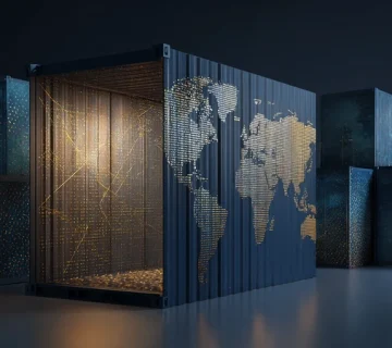 تصویر مفهومی از ورود برند ایرانی به بازار جهانی با بسته‌بندی حرفه‌ای، نقشه مسیرهای تجاری و دست‌دادن برای شراکت؛ تأکید بر الزامات ورود به رقابت بین‌المللی