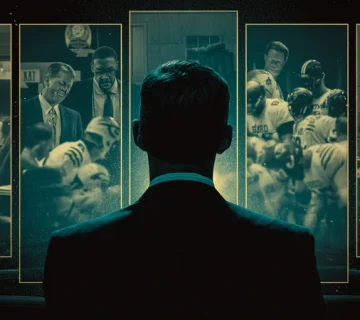 تصویر شاخص درباره فیلمهای آموزش رهبری: کلاژ سینمایی از اتاق هیئتمنصفه، تیم فوتبال، مرکز کنترل ناسا، جلسه دادهمحور و سخنرانی رهبر برای یادگیری مفاهیم رهبری