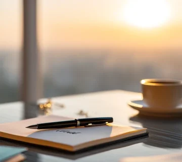 تصویر الهام روزانه مدیران؛ یک جمله کوتاه نوشته‌شده روی دفتر روی میز کار صبحگاهی برای تمرکز و روتین مدیران