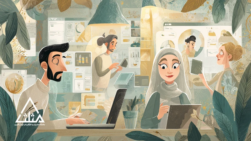 تصویر تیم ایرانی در دورکاری با داشبورد ساده و کارت‌های کار؛ تمرکز بر اعتماد در تیم و بهره‌وری در دورکاری در آینده کار