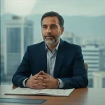 مدیر ایرانی با ذهن آرام در فضای جلسه کاری، نمادی از ذهن‌آگاهی و تصمیم‌گیری بهتر مدیریتی