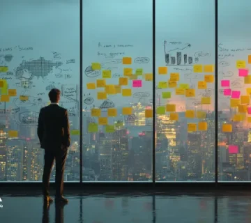 یک مدیر پر از ایده و در حال تفکر برای مدیریت تیم خود