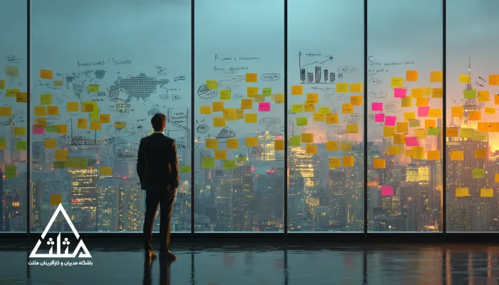 یک مدیر پر از ایده و در حال تفکر برای مدیریت تیم خود