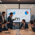 جلسه مدیران در حال تحلیل کمپین دیجیتال با ترافیک بی‌کیفیت و مسیر تبدیل ناقص روی داشبورد سنجش عملکرد و نرخ تبدیل