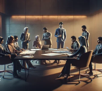 جلسه مدیران در حال گفتگو و تصمیم‌گیری برای انتخاب سبک‌های رهبری مؤثر در سازمان‌های امروزی