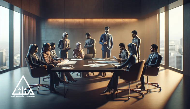 جلسه مدیران در حال گفتگو و تصمیم‌گیری برای انتخاب سبک‌های رهبری مؤثر در سازمان‌های امروزی