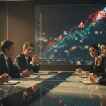 جلسه مدیران در حال بررسی نمودار رشد سریع و ریسک‌های پنهان رشد کسب‌وکار قبل از بحران