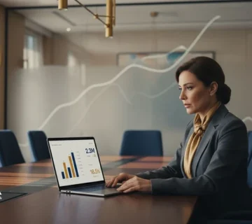 مدیر کسب‌وکار در حال بررسی داشبورد سواد مالی و شاخص‌های مالی هفتگی مثل جریان نقدی و حاشیه سود