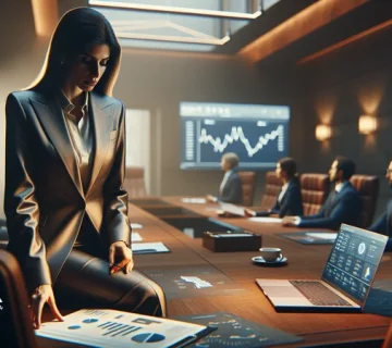 مدیر غیرمالی در جلسه هیئت‌مدیره در حال بررسی گزارش‌های نقدینگی و تصمیم‌گیری درباره مدیریت مالی