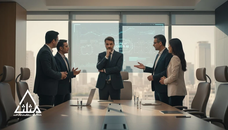 مدیران در جلسه استراتژی درباره آینده مشاغل، تحول دیجیتال و مهارت‌های مدیران برای کار در عصر AI