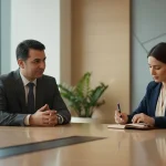 مذاکره بدون تنش بین مدیران در اتاق جلسه با گفت وگوی حرفه ای و شنیدن فعال