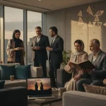 مدیران در حال گفتگوی حرفه ای درباره کتاب ها و فیلم های مدیریتی برای تغییر نگاه به رهبری و تصمیم گیری