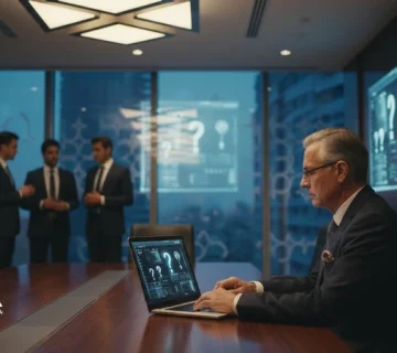 مدیران در جلسه تصمیم‌گیری مدیریتی با داده‌های ناقص و بررسی سناریوها در فضای حرفه‌ای