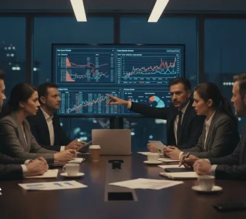 جلسه مدیران در اتاق هیئت‌مدیره هنگام مدیریت سازمان در شرایط بحران و تغییرات ناگهانی با تمرکز بر تصمیم‌گیری و کنترل اضطراب