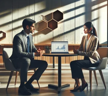 جلسه یک‌به‌یک مدیریت عملکرد کارکنان با تمرکز بر بازخورد مؤثر و جلوگیری از فرسودگی تیم در محیط کاری حرفه‌ای