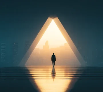 Iranian business leader standing at the start of a multi-level personal development roadmap symbolizing leadership skills and future-ready growth