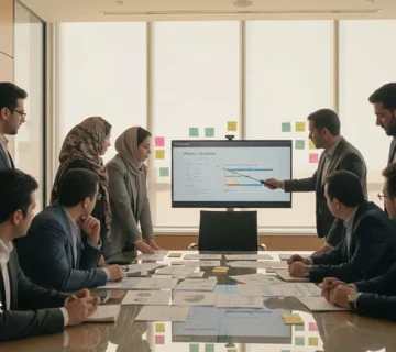 جلسه مدیریتی برای نوآوری کاربردی در کسب‌وکار با تمرکز بر حل مسئله واقعی و شاخص‌های سنجش