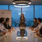 جلسه مدیران یک استارتاپ در حال بررسی الگوهای پنهان شکست و شاخص های رشد برای جلوگیری از تکرار شکست در استارتاپ ها