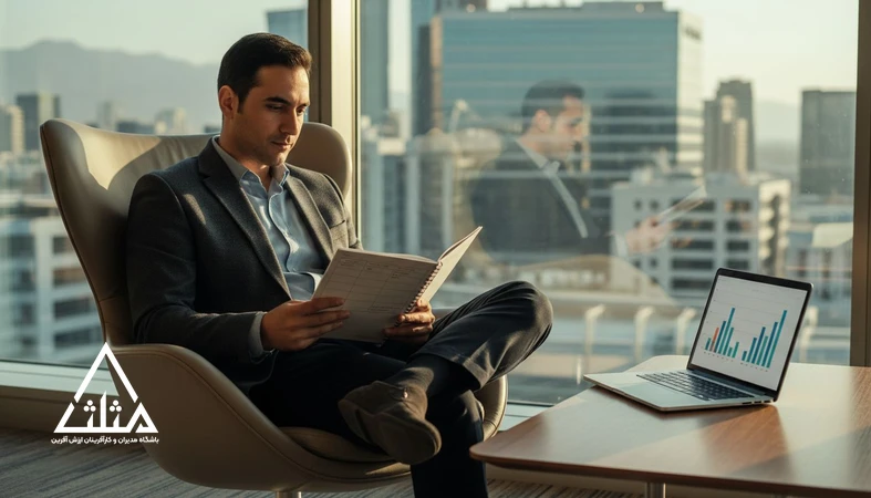 مدیر در حال یادداشت برداری و تحلیل تجربه سفر برای تبدیل سفر به ابزار یادگیری مدیران و تصمیم گیری بهتر