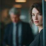 کارمند توانمند در محیط کاری مدرن که با نگاهی متفکر و فاصله‌گرفته از سازمان دیده می‌شود؛ نمادی از فرسودگی شغلی و تصمیم پنهان برای ترک محل کار در نتیجه اشتباهات مدیریتی در نگهداشت استعدادها