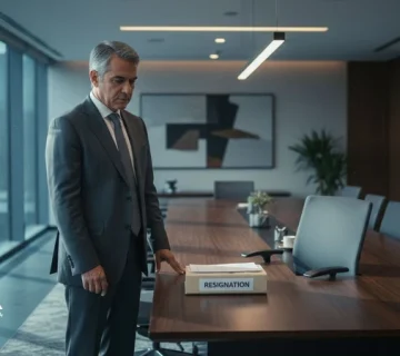 جلسه مدیریتی با صندلی خالی و پوشه استعفا؛ تصویر مفهومی از ترک نیروهای توانمند و چالش نگهداشت کارکنان در سازمان‌ها