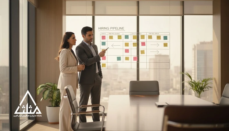 جلسه مدیران برای بررسی خطاهای پنهان در سیستم جذب و نگهداشت؛ نماد صندلی خالی و چالش ماندگاری نیروهای خوب