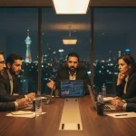 جلسه مدیریتی استارتاپ با نمودارهای نزولی؛ تصویر مفهومی از الگوهای پنهان شکست استارتاپ‌ها و تصمیم‌گیری مدیران