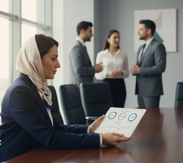 مدیر در حال بررسی داشبورد عددهای هفتگی و شاخص های کلیدی عملکرد برای تصمیم گیری بهتر و کنترل جریان نقدی