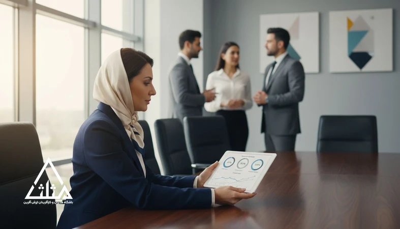 مدیر در حال بررسی داشبورد عددهای هفتگی و شاخص های کلیدی عملکرد برای تصمیم گیری بهتر و کنترل جریان نقدی